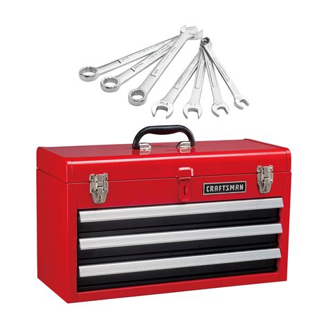 craftsman portable 20.5-in ball-bearing 3-drawer red steel lockable tool box|CRAFTSMAN Portable 20.5.